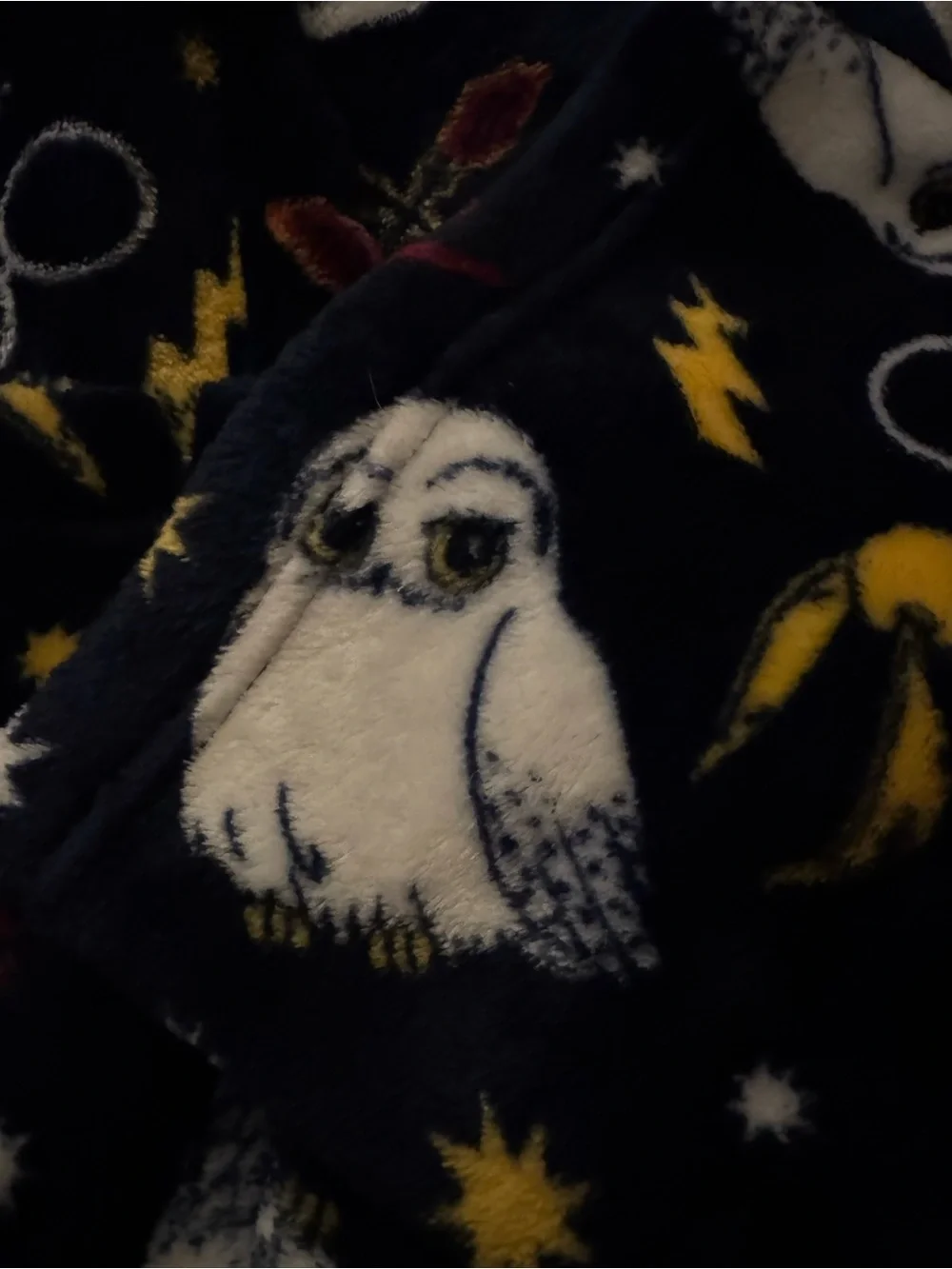 Warner Bros. Plush Drawstring Bag - Navy with White Owl & Yellow Accents